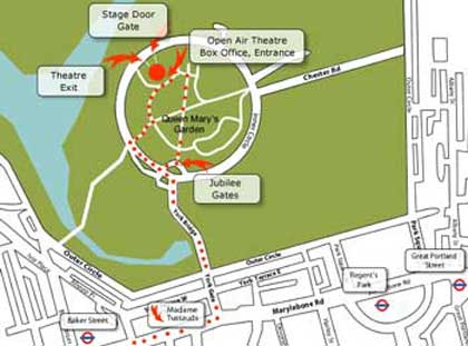 Open Air theatre Regent's Park location map