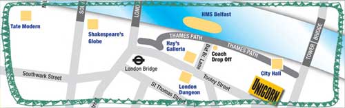 location map of Unicorn Theatre